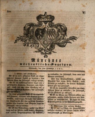 Münchner staats-, gelehrte, und vermischte Nachrichten (Süddeutsche Presse) Mittwoch 7. Februar 1781