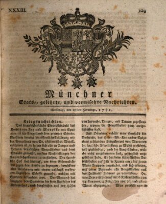 Münchner staats-, gelehrte, und vermischte Nachrichten (Süddeutsche Presse) Montag 26. Februar 1781