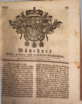 Münchner staats-, gelehrte, und vermischte Nachrichten (Süddeutsche Presse) Donnerstag 1. März 1781