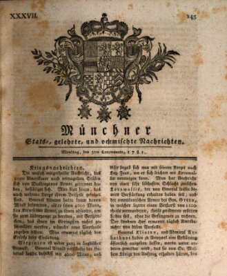 Münchner staats-, gelehrte, und vermischte Nachrichten (Süddeutsche Presse) Montag 5. März 1781