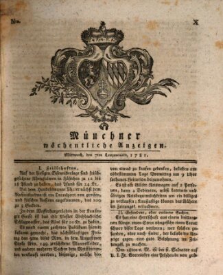 Münchner staats-, gelehrte, und vermischte Nachrichten (Süddeutsche Presse) Mittwoch 7. März 1781