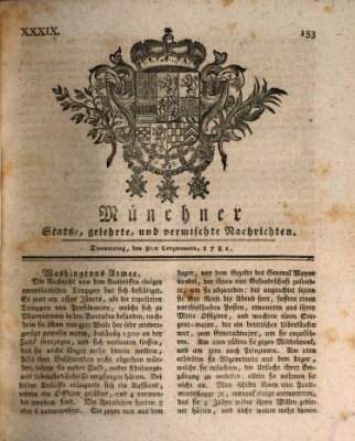 Münchner staats-, gelehrte, und vermischte Nachrichten (Süddeutsche Presse) Donnerstag 8. März 1781