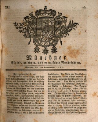 Münchner staats-, gelehrte, und vermischte Nachrichten (Süddeutsche Presse) Montag 12. März 1781