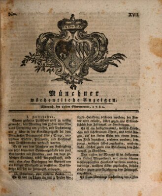 Münchner staats-, gelehrte, und vermischte Nachrichten (Süddeutsche Presse) Mittwoch 25. April 1781