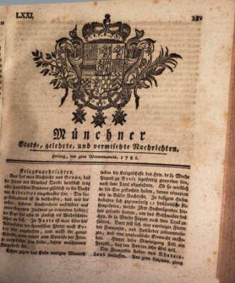 Münchner staats-, gelehrte, und vermischte Nachrichten (Süddeutsche Presse) Freitag 4. Mai 1781