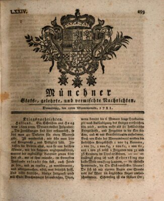 Münchner staats-, gelehrte, und vermischte Nachrichten (Süddeutsche Presse) Donnerstag 10. Mai 1781