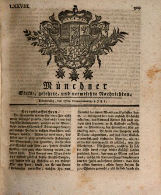 Münchner staats-, gelehrte, und vermischte Nachrichten (Süddeutsche Presse) Donnerstag 17. Mai 1781