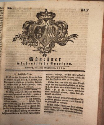 Münchner staats-, gelehrte, und vermischte Nachrichten (Süddeutsche Presse) Mittwoch 13. Juni 1781