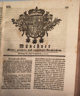 Münchner staats-, gelehrte, und vermischte Nachrichten (Süddeutsche Presse) Montag 18. Juni 1781