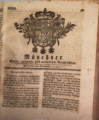 Münchner staats-, gelehrte, und vermischte Nachrichten (Süddeutsche Presse) Freitag 22. Juni 1781