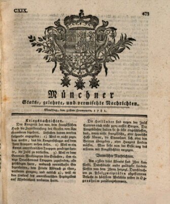 Münchner staats-, gelehrte, und vermischte Nachrichten (Süddeutsche Presse) Montag 30. Juli 1781