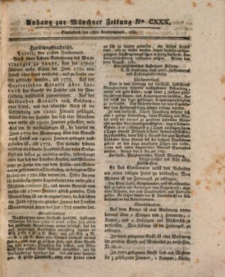 Münchner staats-, gelehrte, und vermischte Nachrichten (Süddeutsche Presse) Samstag 18. August 1781