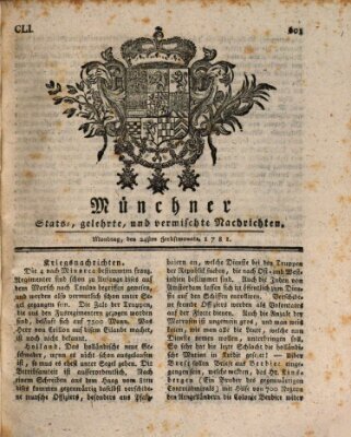 Münchner staats-, gelehrte, und vermischte Nachrichten (Süddeutsche Presse) Montag 24. September 1781