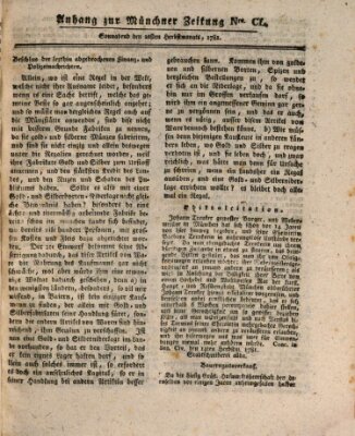 Münchner staats-, gelehrte, und vermischte Nachrichten (Süddeutsche Presse) Samstag 22. September 1781