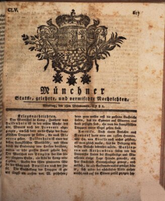 Münchner staats-, gelehrte, und vermischte Nachrichten (Süddeutsche Presse) Montag 1. Oktober 1781