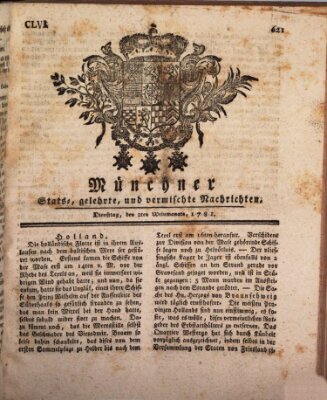 Münchner staats-, gelehrte, und vermischte Nachrichten (Süddeutsche Presse) Dienstag 2. Oktober 1781