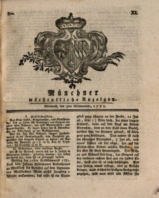 Münchner staats-, gelehrte, und vermischte Nachrichten (Süddeutsche Presse) Mittwoch 3. Oktober 1781