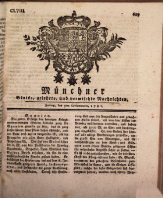 Münchner staats-, gelehrte, und vermischte Nachrichten (Süddeutsche Presse) Freitag 5. Oktober 1781