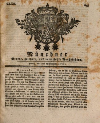 Münchner staats-, gelehrte, und vermischte Nachrichten (Süddeutsche Presse) Freitag 12. Oktober 1781