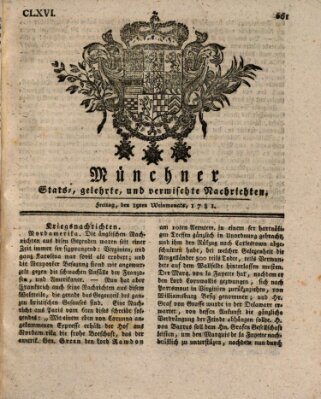 Münchner staats-, gelehrte, und vermischte Nachrichten (Süddeutsche Presse) Freitag 19. Oktober 1781