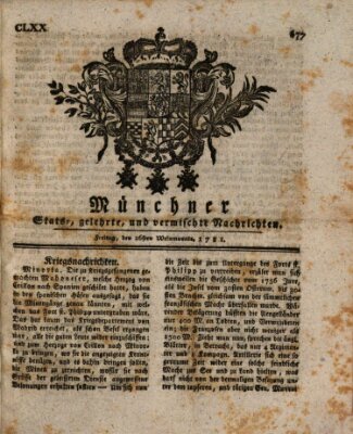 Münchner staats-, gelehrte, und vermischte Nachrichten (Süddeutsche Presse) Freitag 26. Oktober 1781