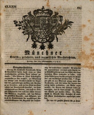 Münchner staats-, gelehrte, und vermischte Nachrichten (Süddeutsche Presse) Freitag 2. November 1781