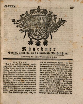 Münchner staats-, gelehrte, und vermischte Nachrichten (Süddeutsche Presse) Donnerstag 22. November 1781