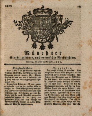 Münchner staats-, gelehrte, und vermischte Nachrichten (Süddeutsche Presse) Montag 3. Dezember 1781