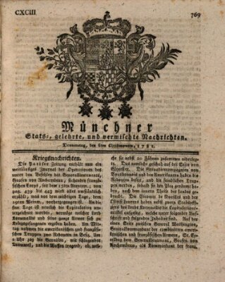 Münchner staats-, gelehrte, und vermischte Nachrichten (Süddeutsche Presse) Donnerstag 6. Dezember 1781