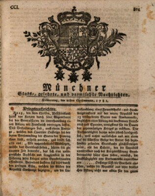 Münchner staats-, gelehrte, und vermischte Nachrichten (Süddeutsche Presse) Donnerstag 20. Dezember 1781