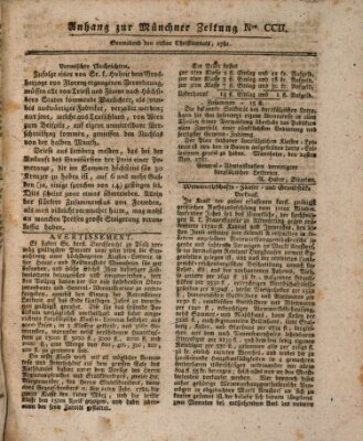 Münchner staats-, gelehrte, und vermischte Nachrichten (Süddeutsche Presse) Samstag 22. Dezember 1781