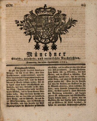 Münchner staats-, gelehrte, und vermischte Nachrichten (Süddeutsche Presse) Donnerstag 27. Dezember 1781