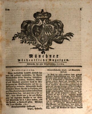 Münchner staats-, gelehrte, und vermischte Nachrichten (Süddeutsche Presse) Mittwoch 2. Januar 1782