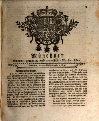 Münchner staats-, gelehrte, und vermischte Nachrichten (Süddeutsche Presse) Donnerstag 3. Januar 1782