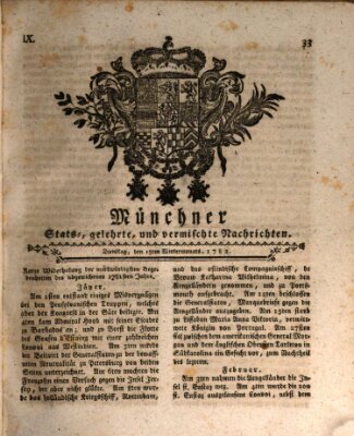 Münchner staats-, gelehrte, und vermischte Nachrichten (Süddeutsche Presse) Dienstag 15. Januar 1782