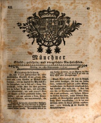 Münchner staats-, gelehrte, und vermischte Nachrichten (Süddeutsche Presse) Montag 21. Januar 1782