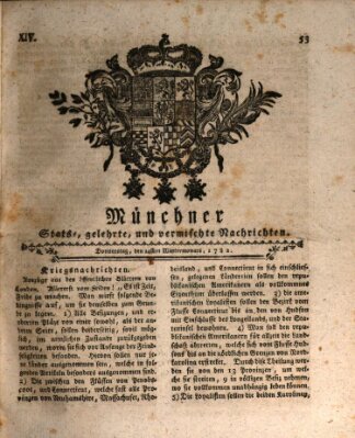 Münchner staats-, gelehrte, und vermischte Nachrichten (Süddeutsche Presse) Donnerstag 24. Januar 1782