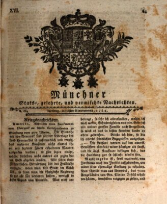 Münchner staats-, gelehrte, und vermischte Nachrichten (Süddeutsche Presse) Montag 28. Januar 1782