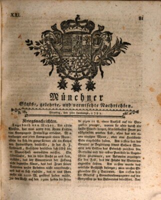 Münchner staats-, gelehrte, und vermischte Nachrichten (Süddeutsche Presse) Dienstag 5. Februar 1782