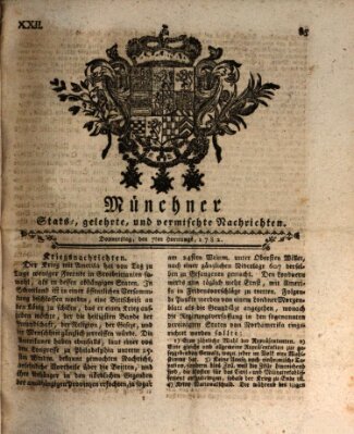 Münchner staats-, gelehrte, und vermischte Nachrichten (Süddeutsche Presse) Donnerstag 7. Februar 1782