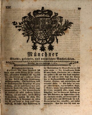 Münchner staats-, gelehrte, und vermischte Nachrichten (Süddeutsche Presse) Dienstag 12. Februar 1782