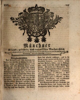 Münchner staats-, gelehrte, und vermischte Nachrichten (Süddeutsche Presse) Donnerstag 21. Februar 1782