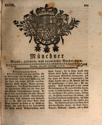 Münchner staats-, gelehrte, und vermischte Nachrichten (Süddeutsche Presse) Dienstag 26. Februar 1782