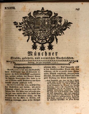 Münchner staats-, gelehrte, und vermischte Nachrichten (Süddeutsche Presse) Dienstag 5. März 1782