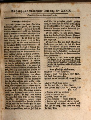 Münchner staats-, gelehrte, und vermischte Nachrichten (Süddeutsche Presse) Samstag 9. März 1782