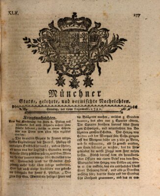 Münchner staats-, gelehrte, und vermischte Nachrichten (Süddeutsche Presse) Dienstag 19. März 1782