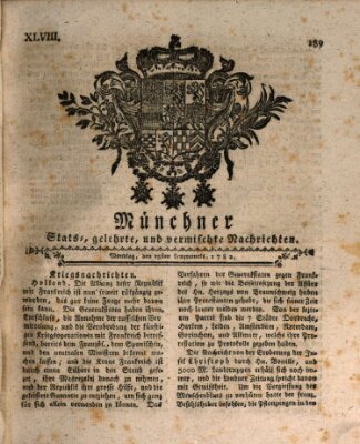 Münchner staats-, gelehrte, und vermischte Nachrichten (Süddeutsche Presse) Montag 25. März 1782