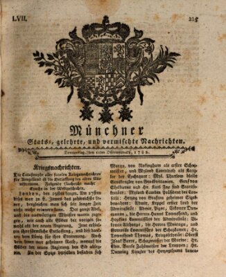 Münchner staats-, gelehrte, und vermischte Nachrichten (Süddeutsche Presse) Donnerstag 11. April 1782