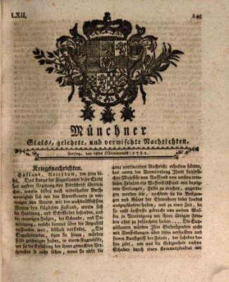 Münchner staats-, gelehrte, und vermischte Nachrichten (Süddeutsche Presse) Freitag 19. April 1782