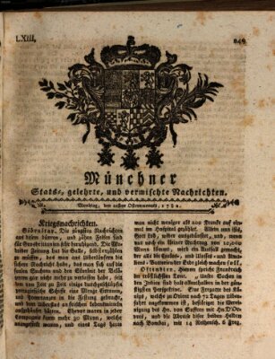 Münchner staats-, gelehrte, und vermischte Nachrichten (Süddeutsche Presse) Montag 22. April 1782